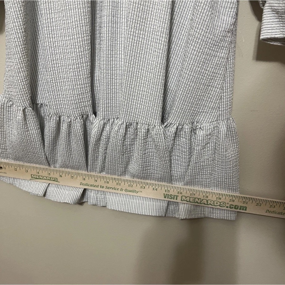 Calvin Klein Cottagecore Shirt Dress Womens S White Striped Tie Waist Pockets - Picture 9 of 10